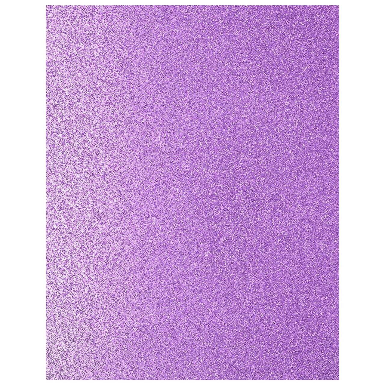 PA Paper Accents Glitter Cardstock 8.5" x 11" Lavender, 85lb colored cardstock paper for card making, scrapbooking, printing, quilling and crafts, 15 piece pack